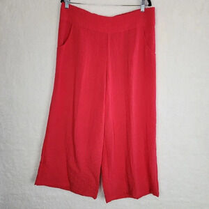 Habitat Wide Leg Pants Orange/Red Lagen Look Art To Wear Quiet Luxury SZ LG
